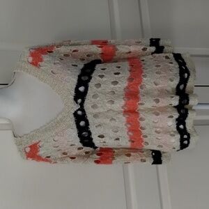 Belle by Belldini women's medium sweater navy cream pink coral v-neckline